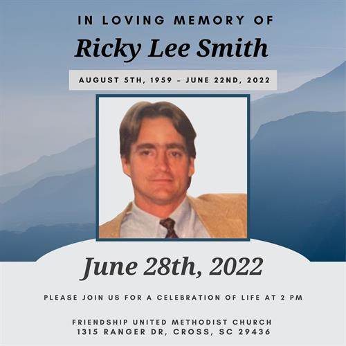 Ricky Lee Smith's obituary , Passed away on June 22, 2022 in Summerville, South Carolina