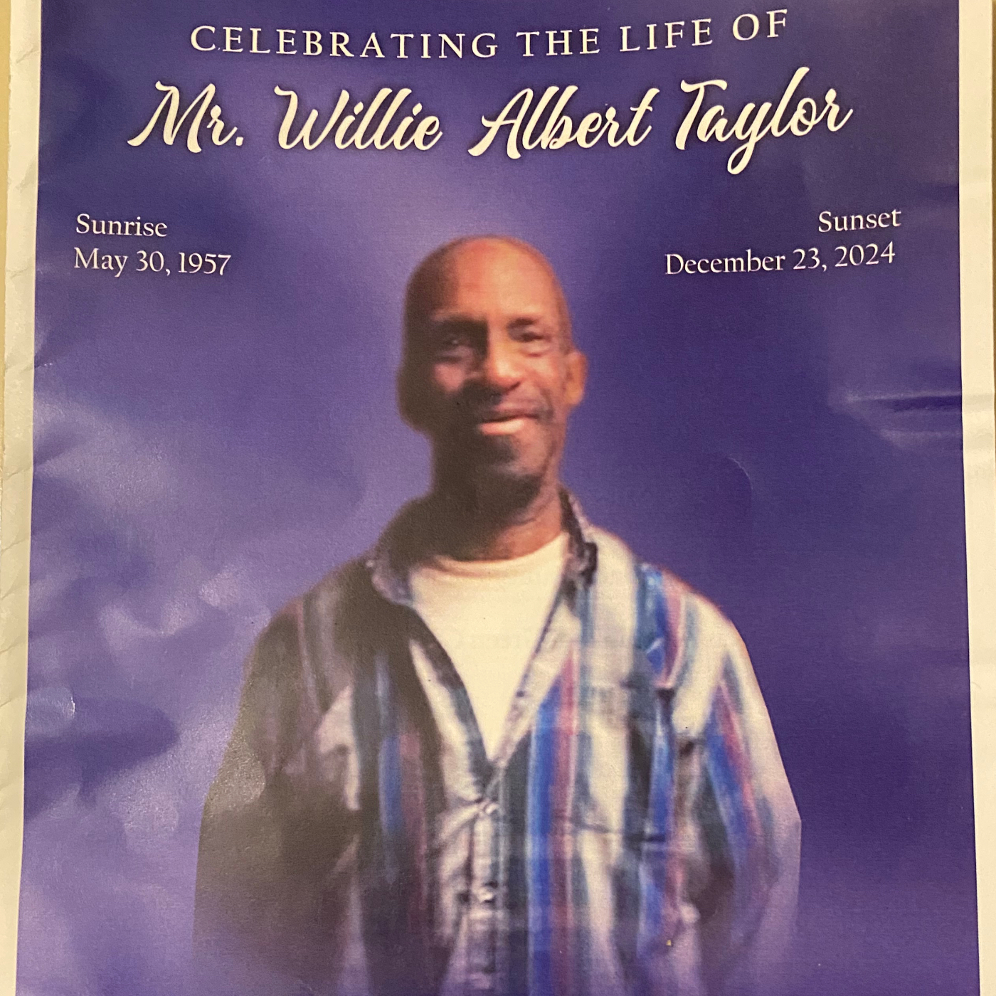 Willie Albert Taylor's obituary , Passed away on December 23, 2024 in Augusta, Georgia