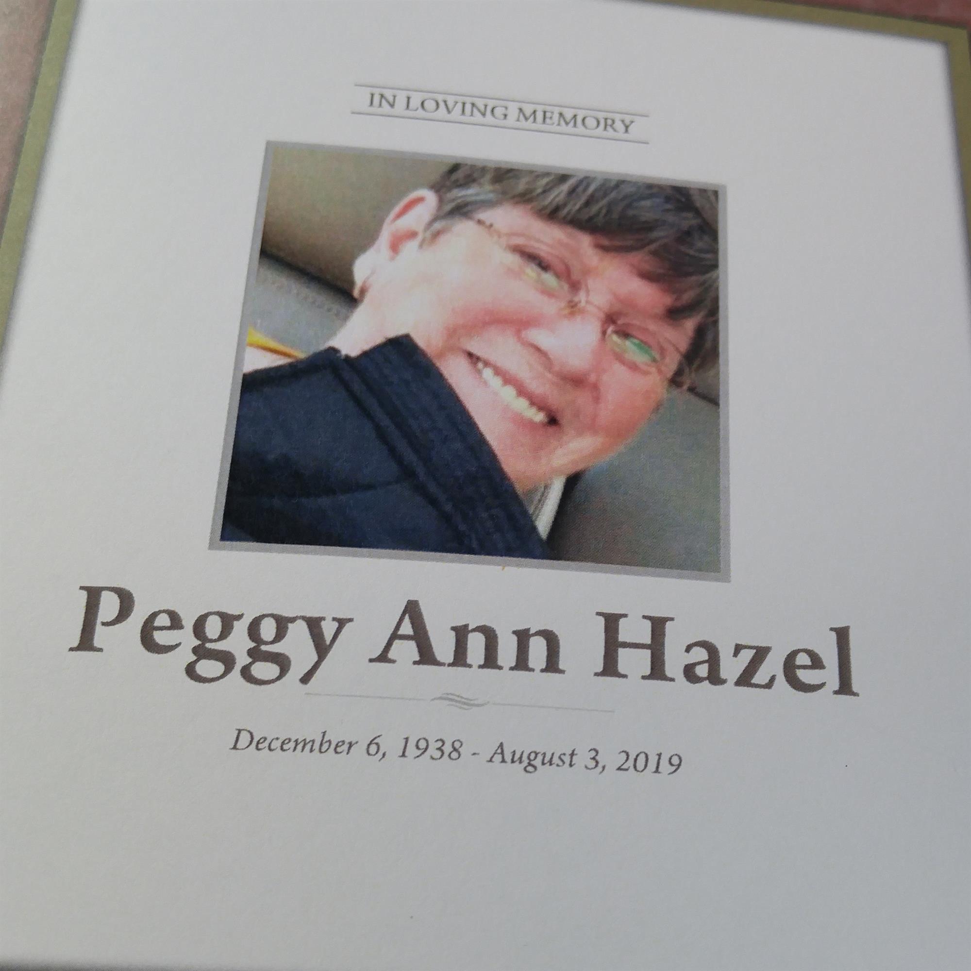 Peggy Ann Hazel Obituary