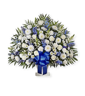 Panier de fleurs bleu & blanc